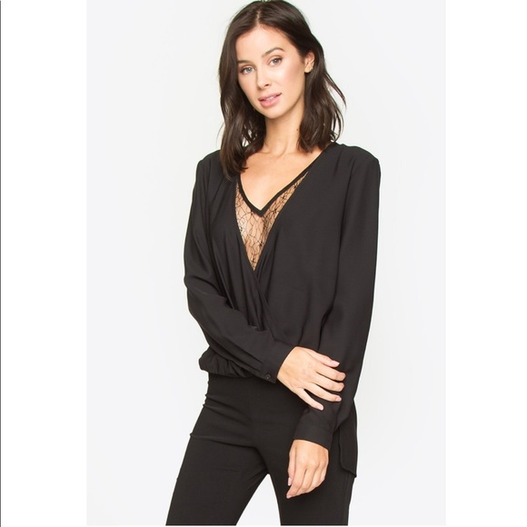 Sugarlips Tops - Sugar Lips Deep V Lace Tunic Blouse